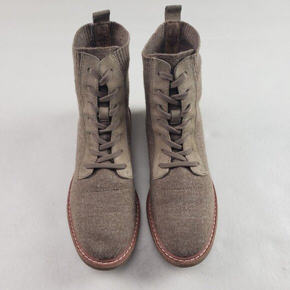 Sofft Landee Sweater Knit Ankle Boot Womens 8.5 Beige Lace Up Comfort Combat - Picture 3 of 9